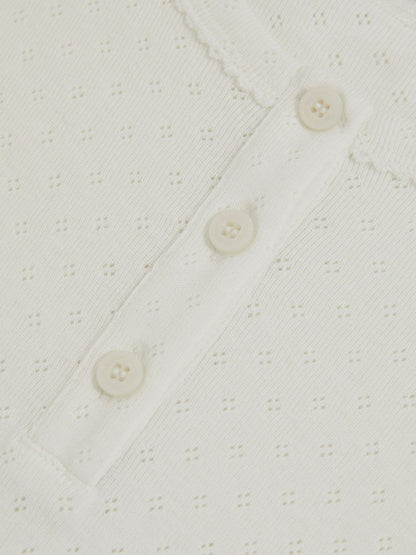 3-9 yrs Cotton Pointelle Button T-Shirt in Ivory | Reiss Children & Baby Featured