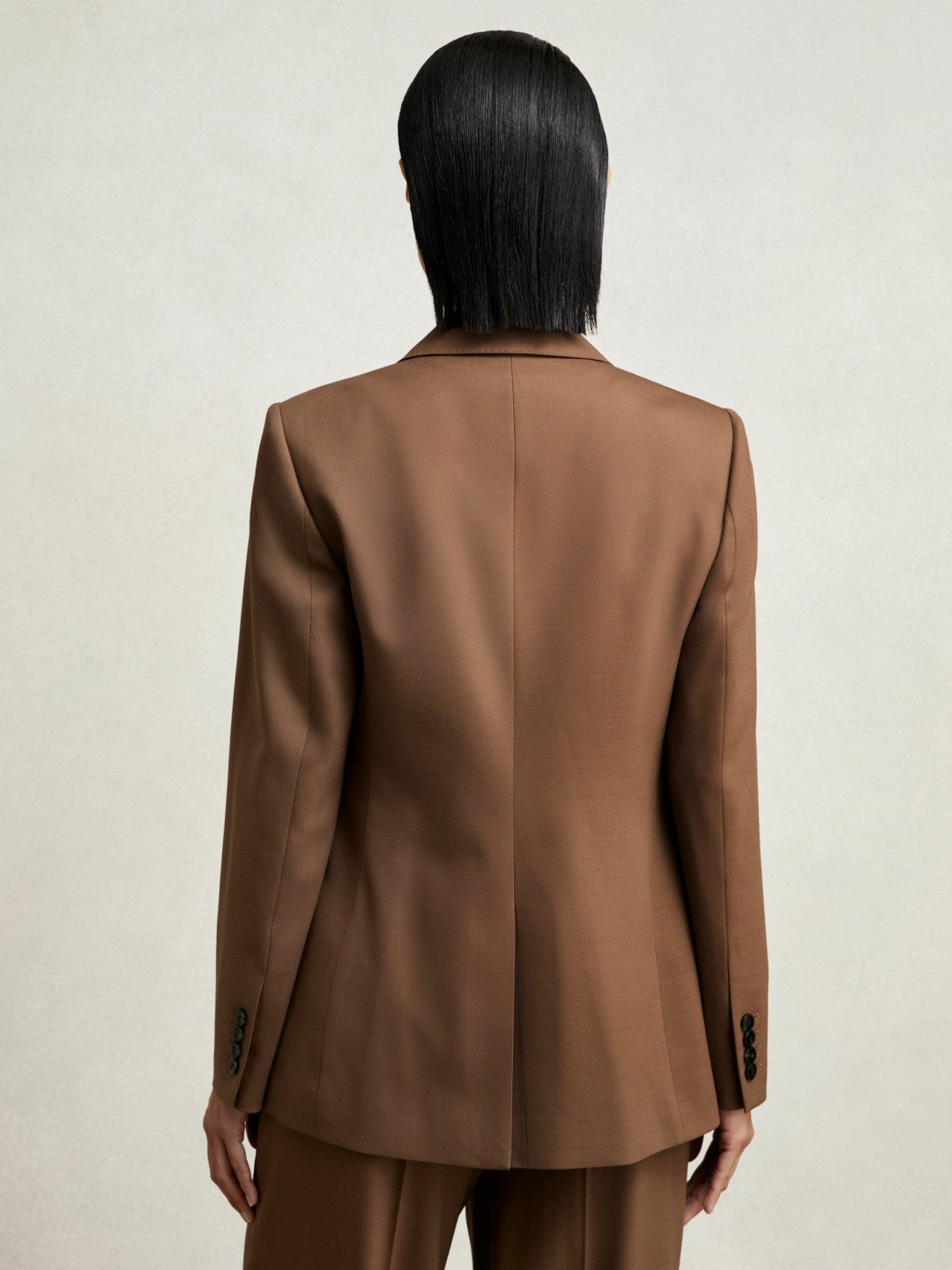 Petite Wool-Blend Double-Breasted Suit Blazer in Tan | Reiss Women New