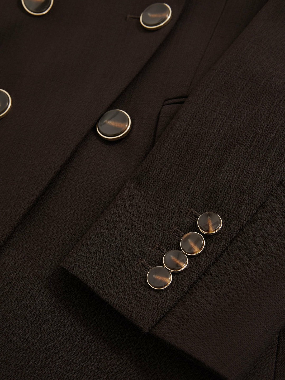 Wool-Blend Double-Breasted Blazer in Chocolate Brown | Reiss Women Premium