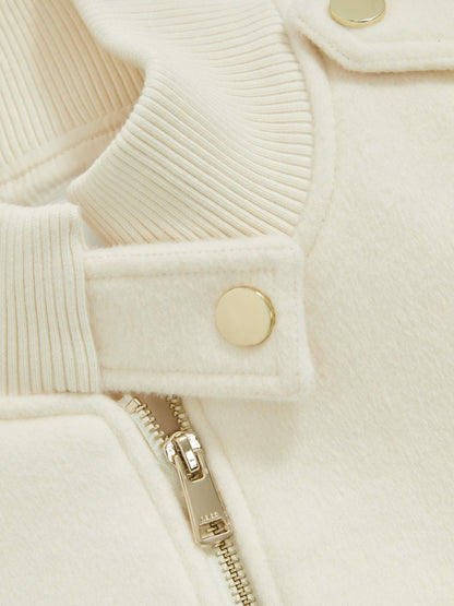 Brushed Wool Epaulette Bomber Jacket in Cream | Reiss Women Featured