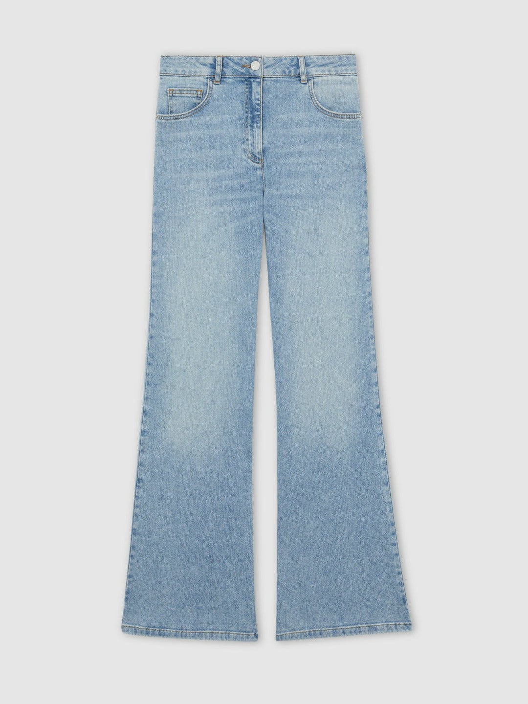 Petite Mid-Rise Flared Jeans in Light Blue | Reiss Women Premium