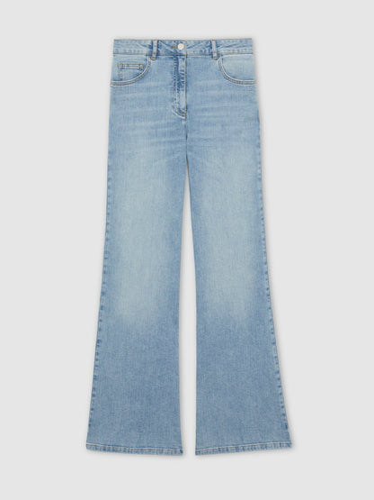 Petite Mid-Rise Flared Jeans in Light Blue | Reiss Women Premium