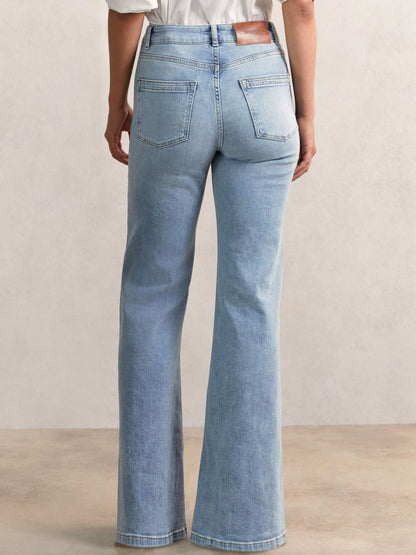 Petite Mid-Rise Flared Jeans in Light Blue | Reiss Women Premium
