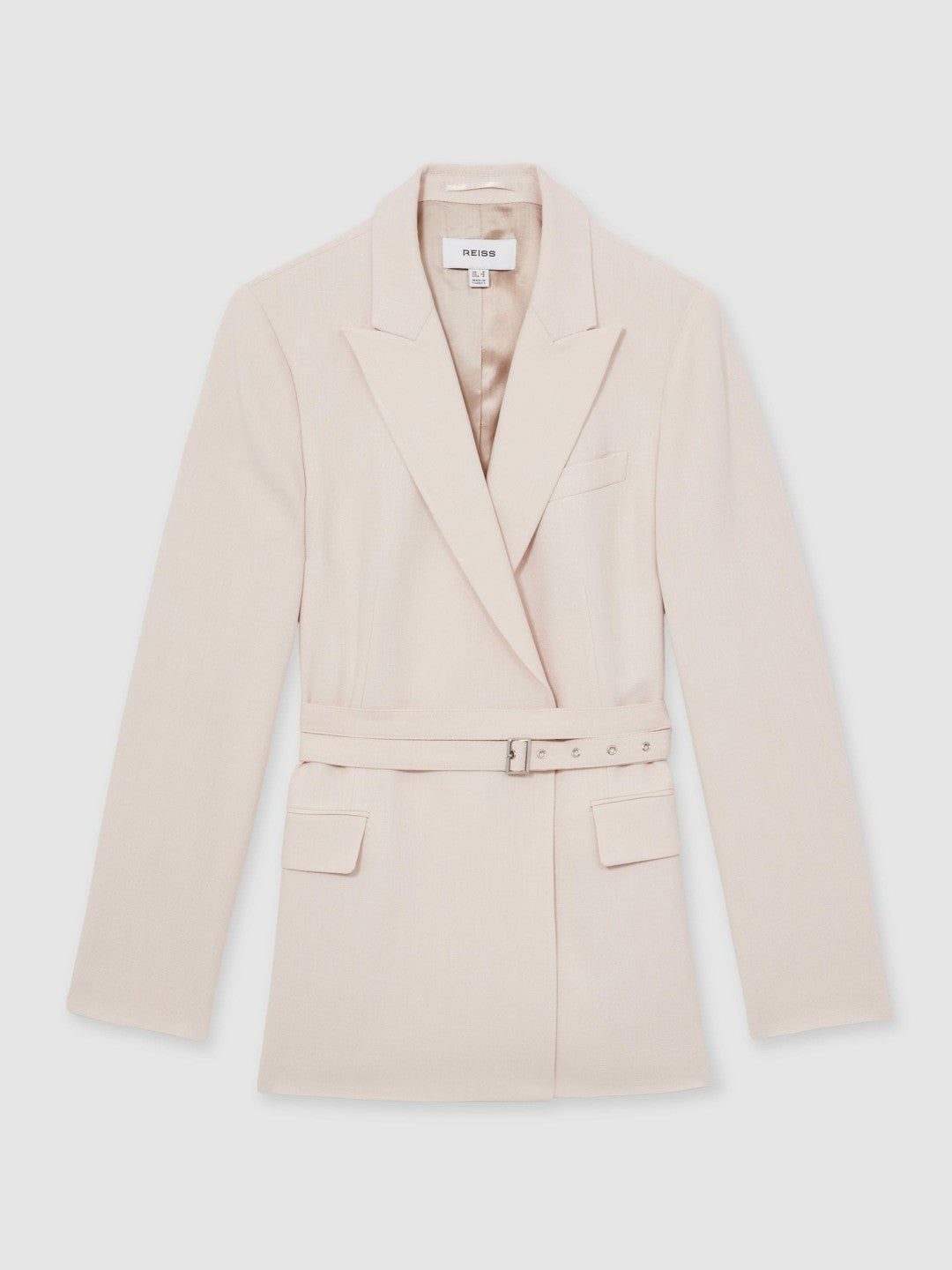 Single-Breasted Belted Suit Jacket in Pink | Reiss Women Exclusive