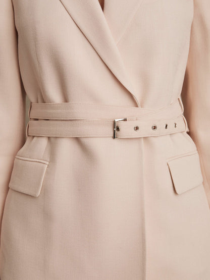 Single-Breasted Belted Suit Jacket in Pink | Reiss Women Exclusive