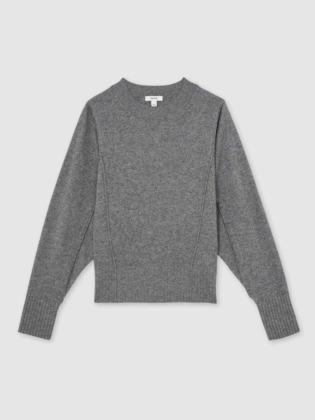 Wool-Blend Reverse-Seam Batwing Jumper With Cashmere in Charcoal | Reiss Women Trending