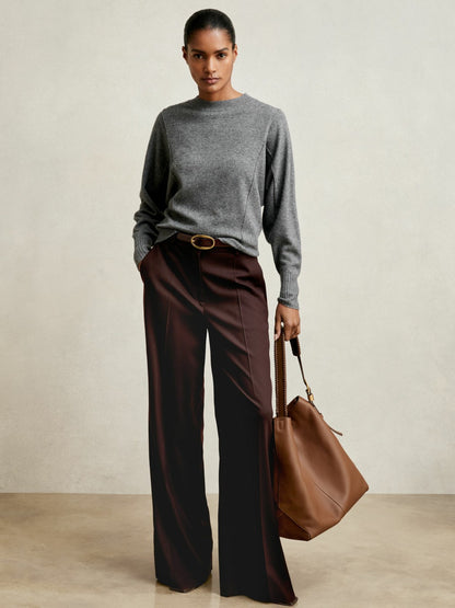 Wool-Blend Reverse-Seam Batwing Jumper With Cashmere in Charcoal | Reiss Women Trending