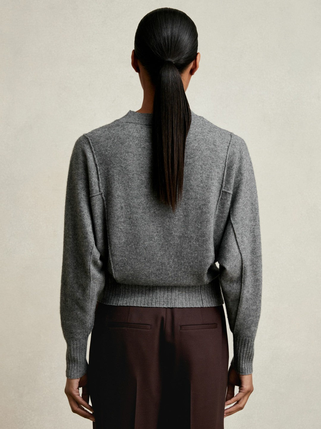 Wool-Blend Reverse-Seam Batwing Jumper With Cashmere in Charcoal | Reiss Women Trending