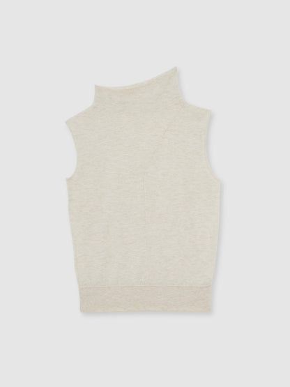 Wool Slouched Sleeveless Top in Stone Neutral | Reiss Women Premium