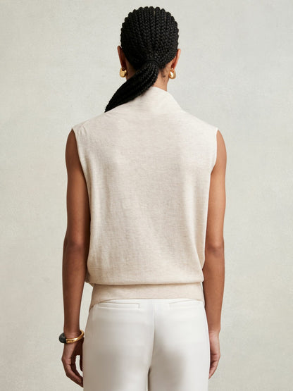 Wool Slouched Sleeveless Top in Stone Neutral | Reiss Women Premium
