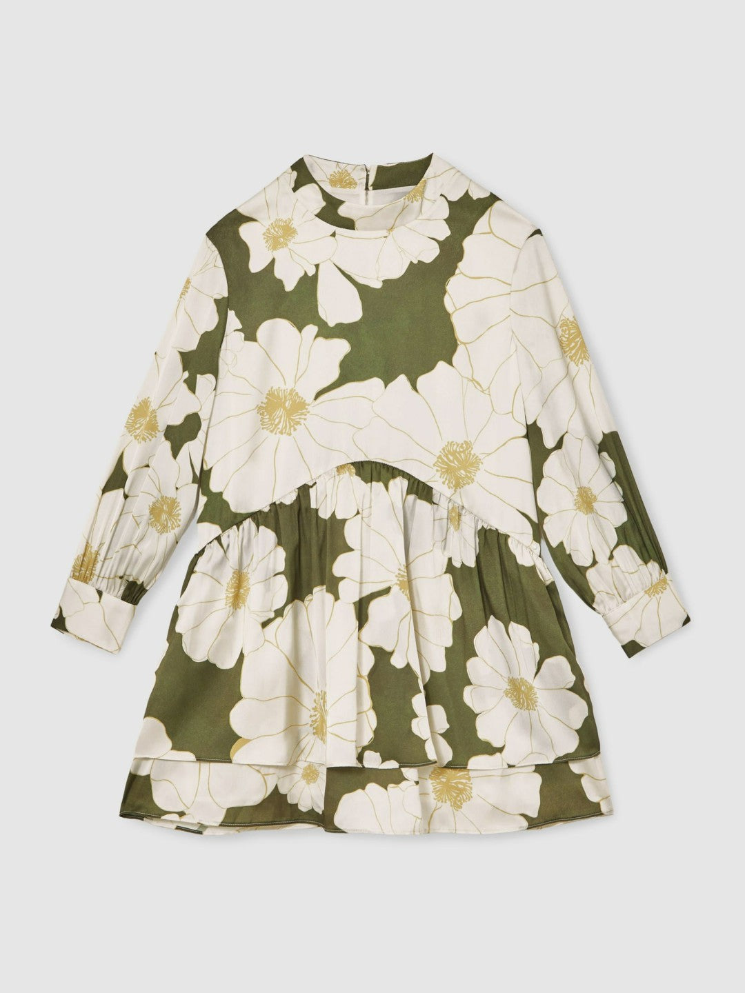 3-9 yrs Floral-Print Swing Dress in Green | Reiss Children & Baby Exclusive