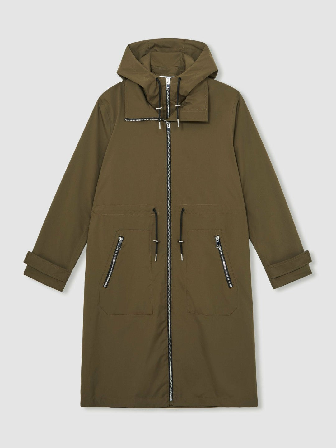 Removable-Hood Parka Rain Coat in Khaki | Reiss Women Popular