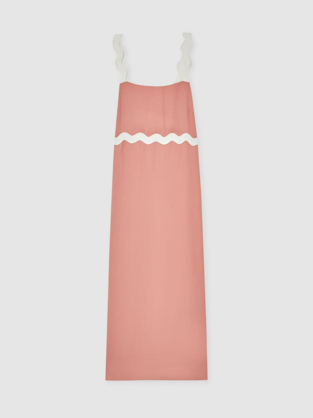 Wave-Trim Crepe Midi Dress in Pink | Reiss Women Signature