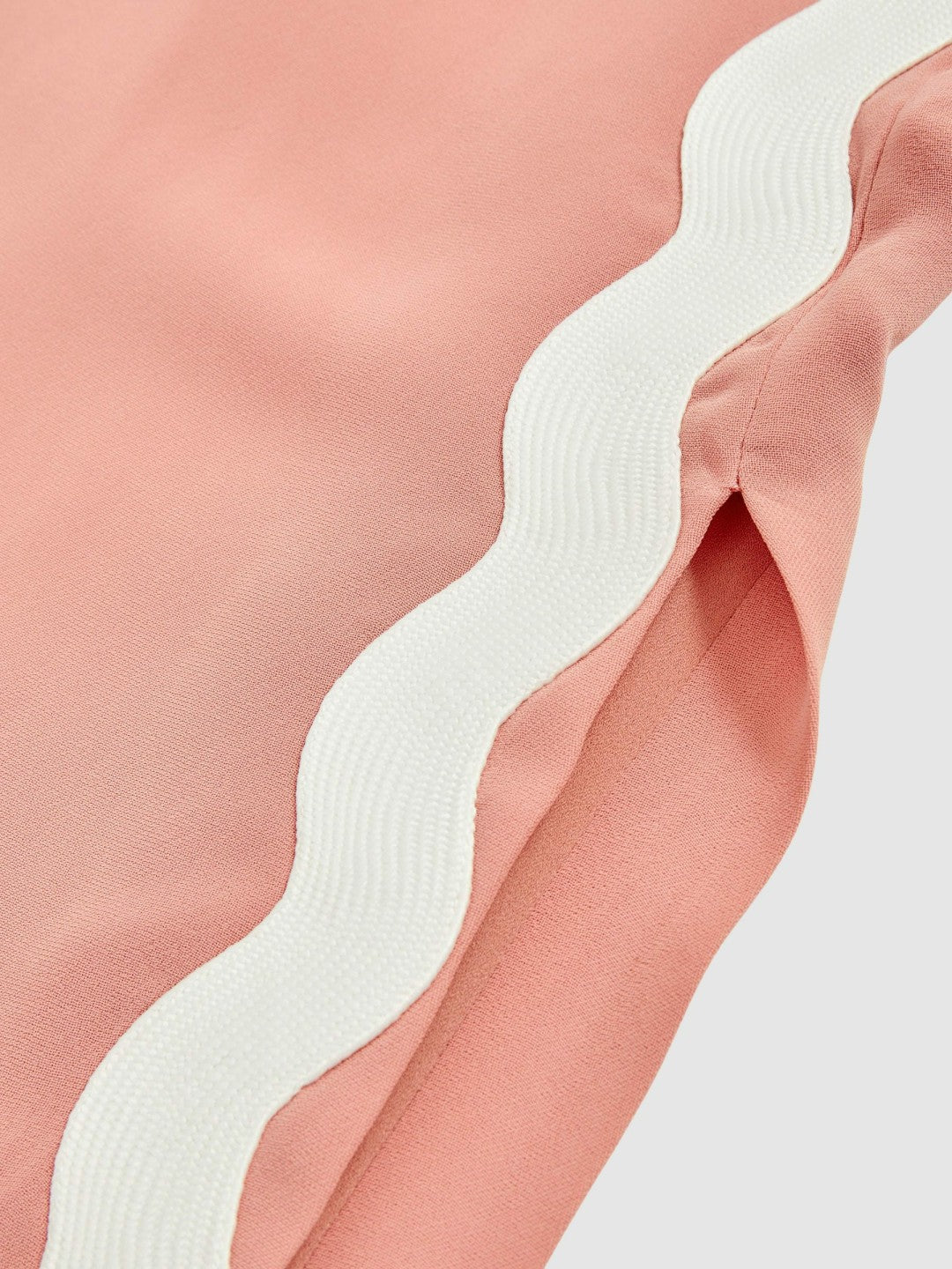 Wave-Trim Crepe Midi Dress in Pink | Reiss Women Signature