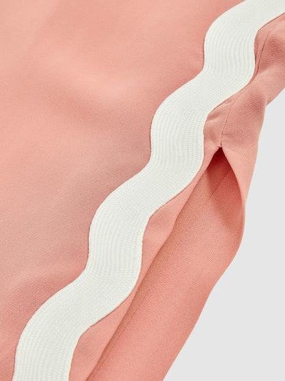 Wave-Trim Crepe Midi Dress in Pink | Reiss Women Signature