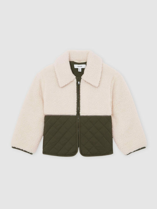 13-14 yrs Quilted Borg Jacket in Ecru | Reiss Children & Baby Trending