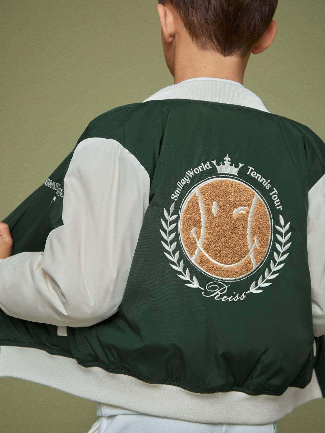 13-14 yrs SmileyWorld Bomber Jacket in Dark Green | Reiss Children & Baby Best Seller
