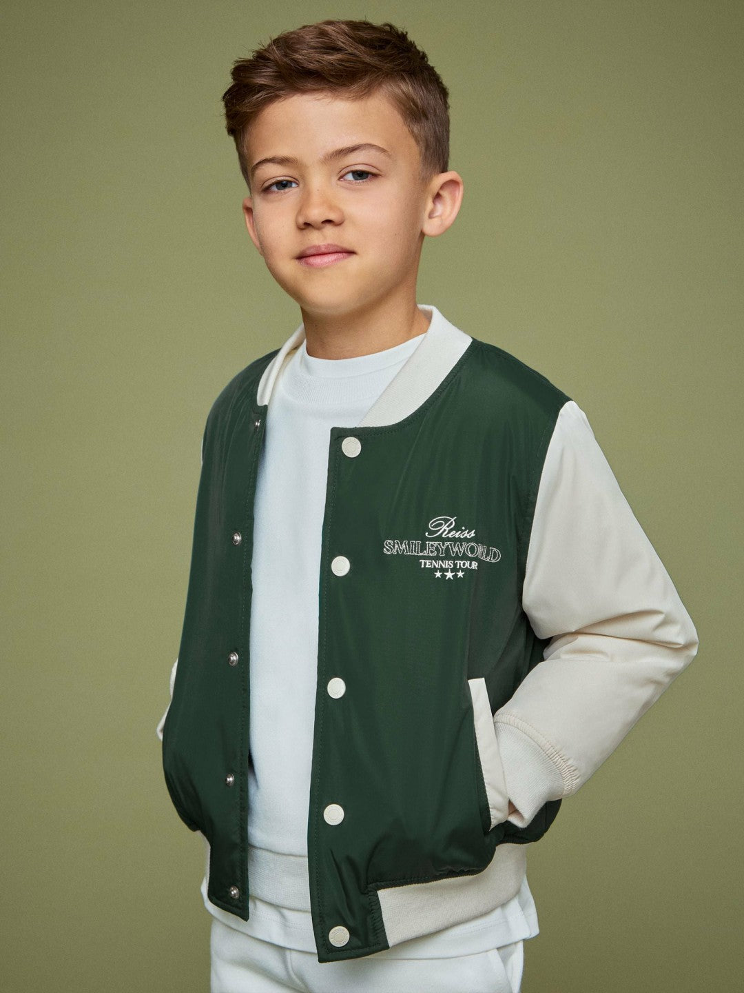 3-9 yrs SmileyWorld Bomber Jacket in Dark Green | Reiss Children & Baby Premium