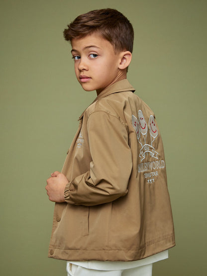 9-13 yrs SmileyWorld Harrington Jacket in Stone | Reiss Children & Baby Featured