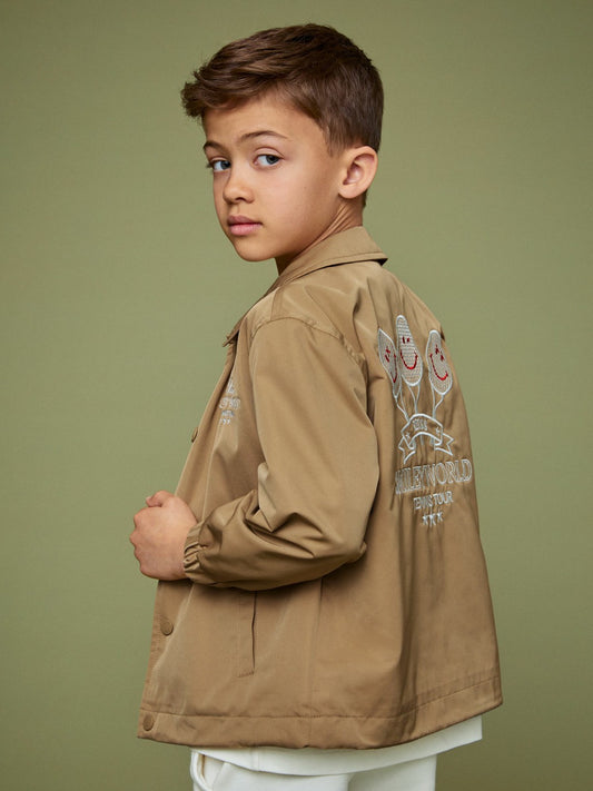 9-13 yrs SmileyWorld Harrington Jacket in Stone | Reiss Children & Baby Featured