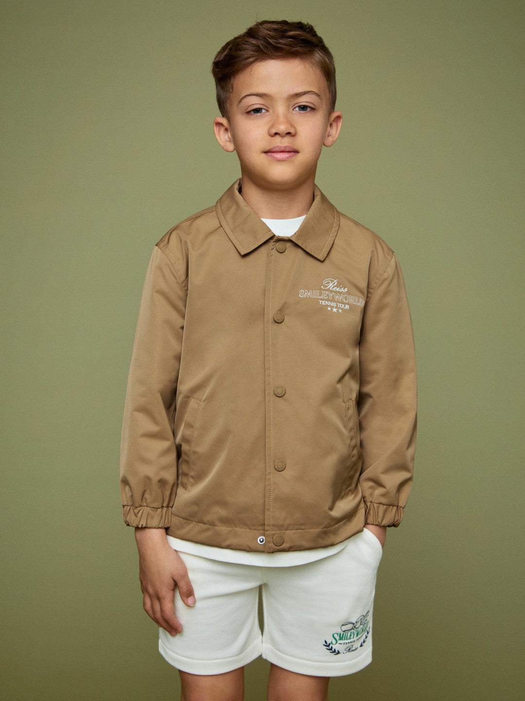 9-13 yrs SmileyWorld Harrington Jacket in Stone | Reiss Children & Baby Featured
