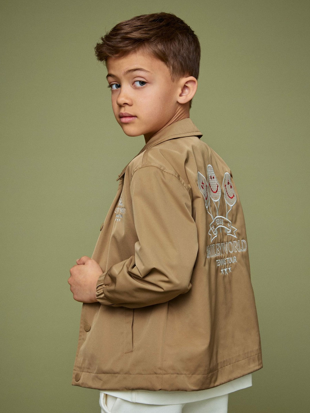 13-14 yrs SmileyWorld Harrington Jacket in Stone | Reiss Children & Baby Popular