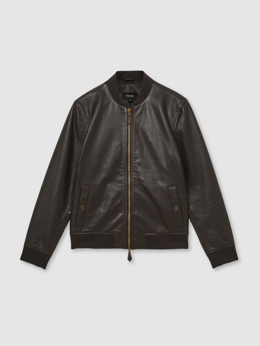 Leather Bomber Jacket in Brown | Reiss Men Exclusive