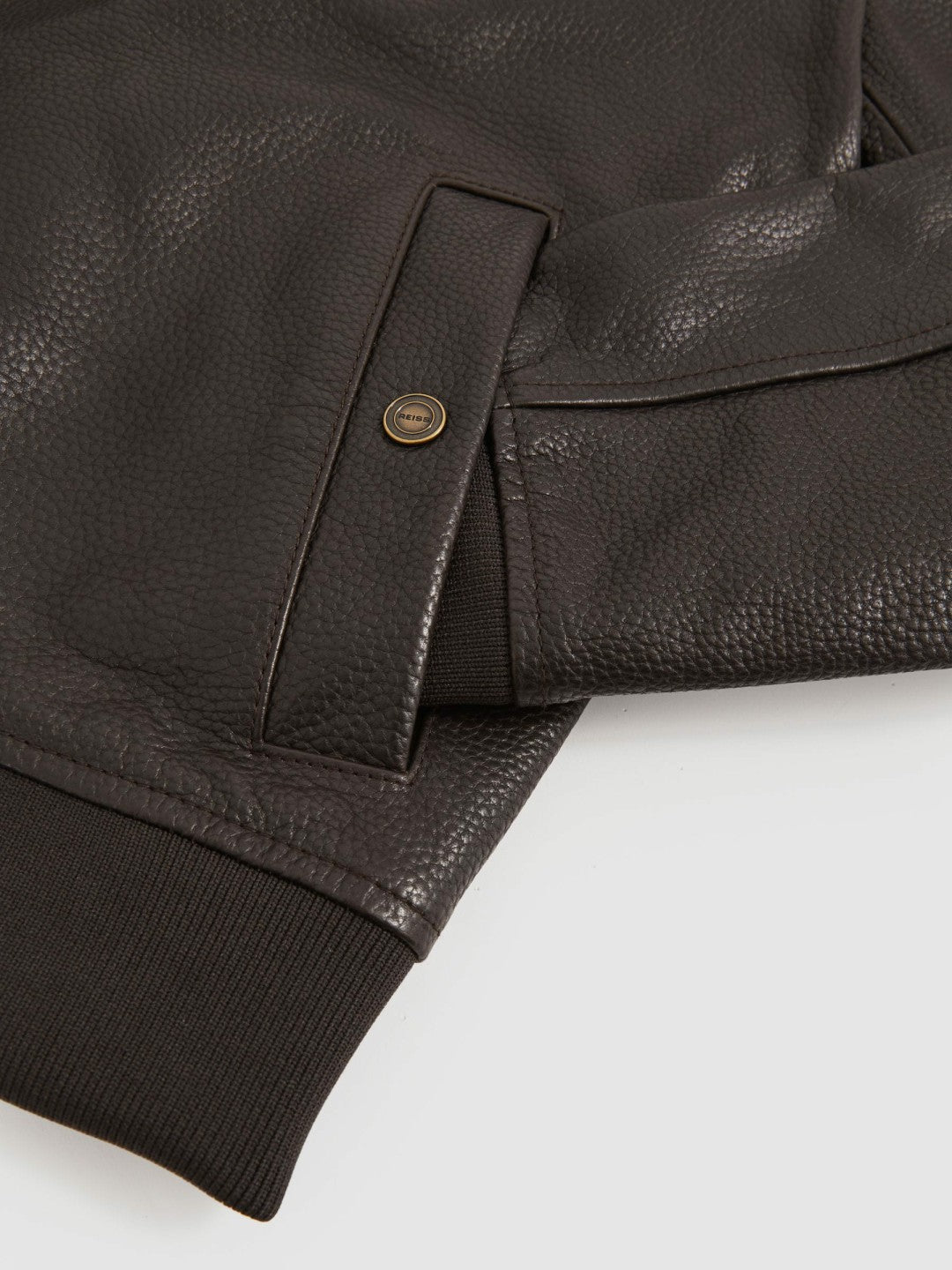 Leather Bomber Jacket in Brown | Reiss Men Exclusive