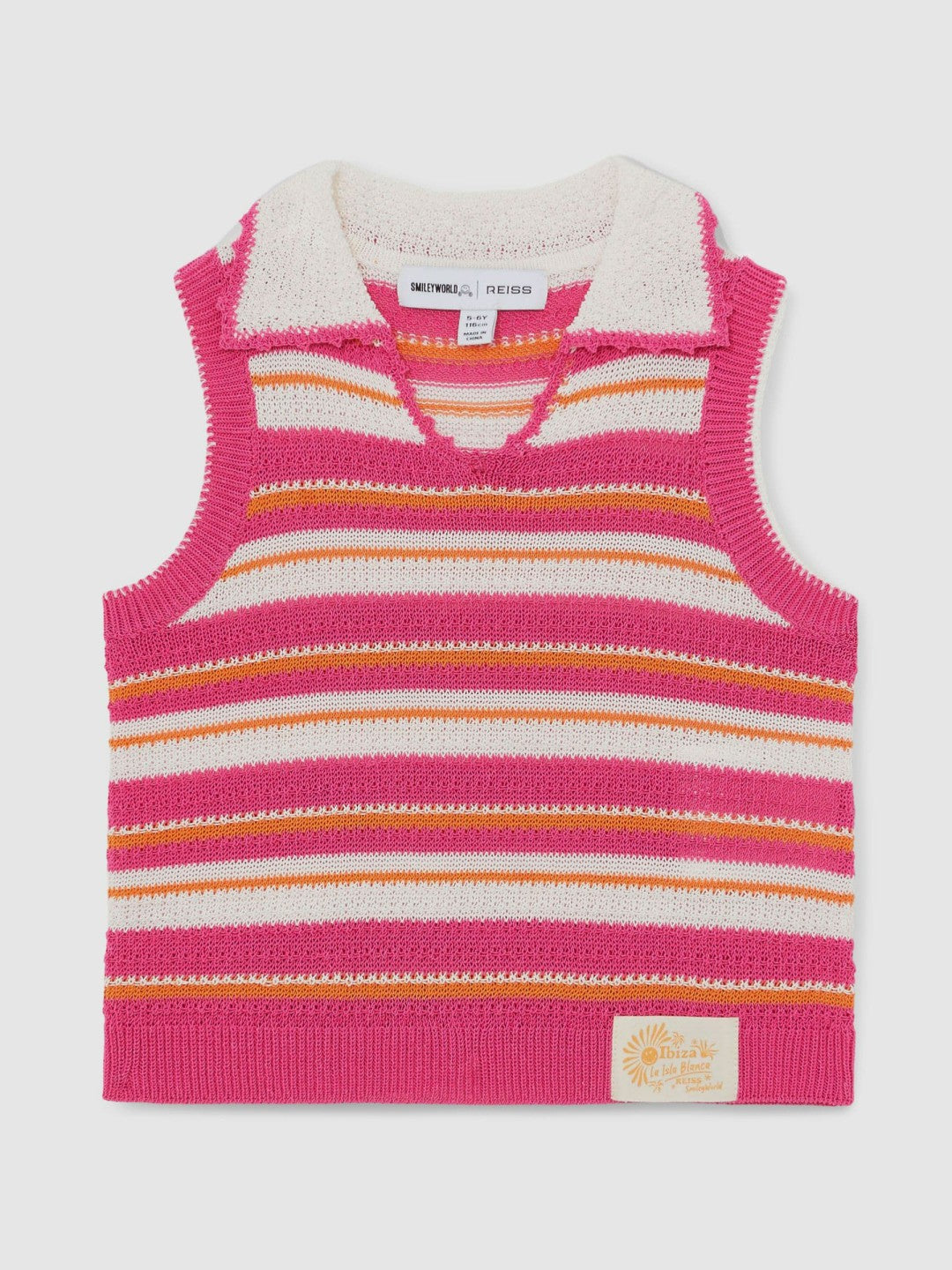13-14 yrs SmileyWorld Stripe Knit Vest in Pink | Reiss Children & Baby Featured