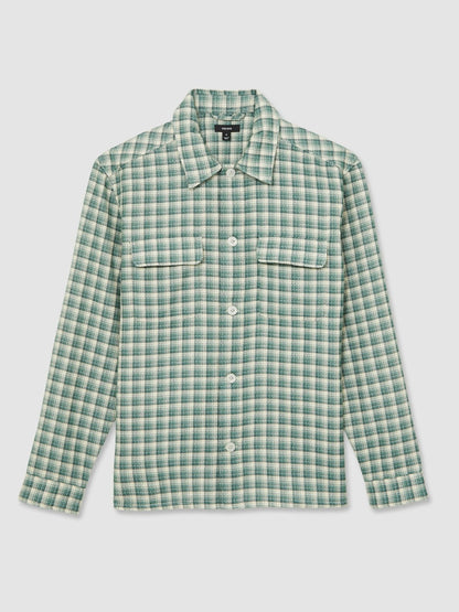 Woven Check Twin Pocket Overshirt in Green Multi | Reiss Men Featured