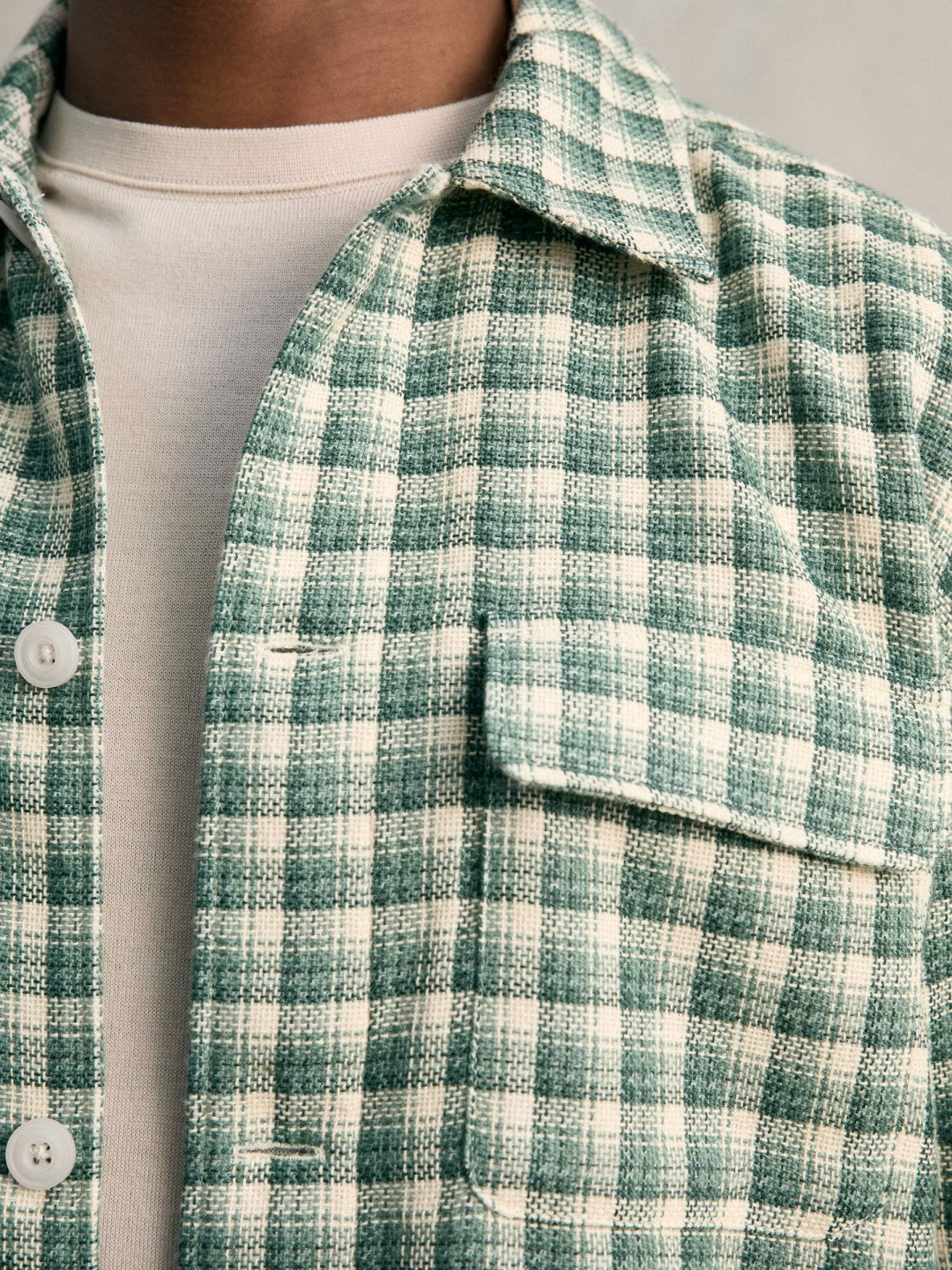 Woven Check Twin Pocket Overshirt in Green Multi | Reiss Men Featured