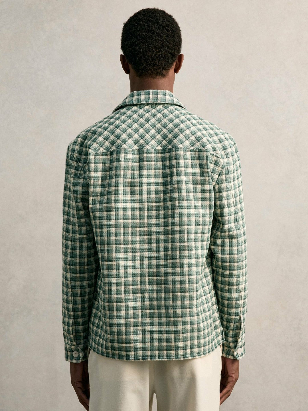 Woven Check Twin Pocket Overshirt in Green Multi | Reiss Men Featured