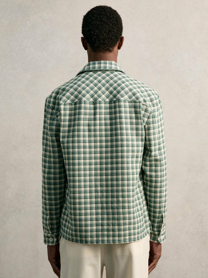 Woven Check Twin Pocket Overshirt in Green Multi | Reiss Men Featured