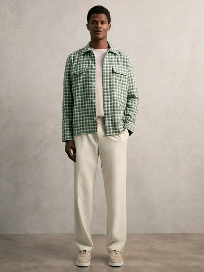 Woven Check Twin Pocket Overshirt in Green Multi | Reiss Men Featured