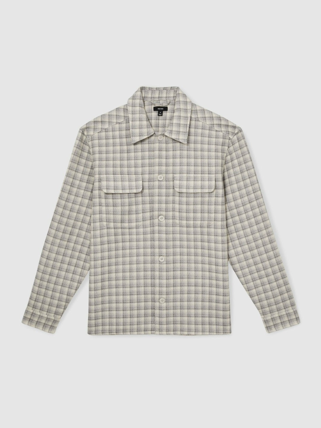 Woven Check Twin Pocket Overshirt in Light Grey | Reiss Men Exclusive