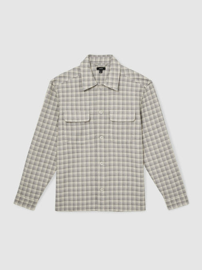 Woven Check Twin Pocket Overshirt in Light Grey | Reiss Men Exclusive