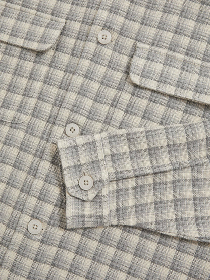 Woven Check Twin Pocket Overshirt in Light Grey | Reiss Men Exclusive