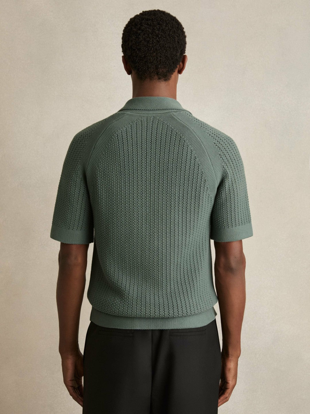 Cotton Textured-Knit Cuban-Collar Shirt in Pine Green | Reiss Men Best Seller