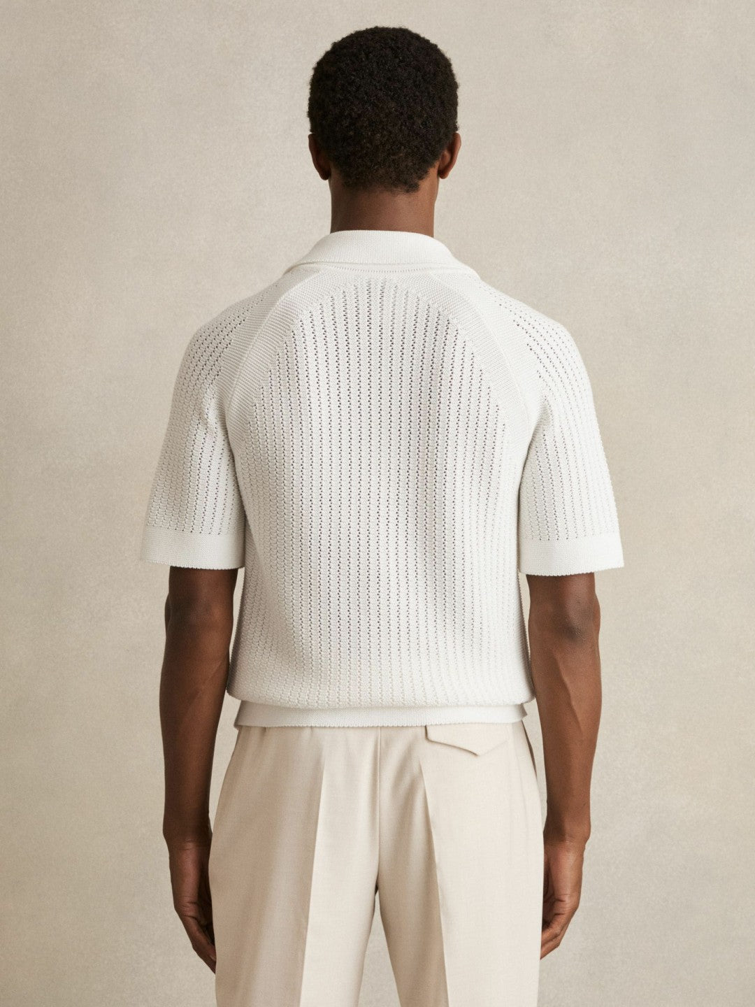 Cotton Textured-Knit Cuban-Collar Shirt in White | Reiss Men Premium