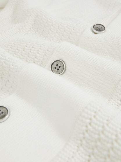 Cotton Textured-Knit Cuban-Collar Shirt in White | Reiss Men Premium