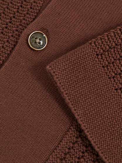 Cotton Textured-Knit Cuban-Collar Shirt in Tobacco Brown | Reiss Men Popular