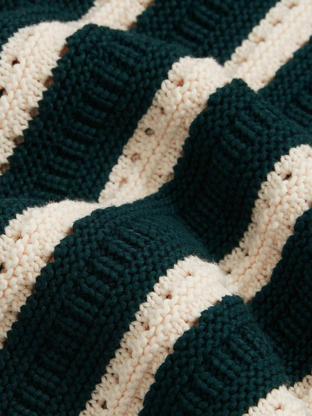 Cotton Blend Stripe Knit Polo Shirt in Dark Teal Green/Ecru | Reiss Men Trending
