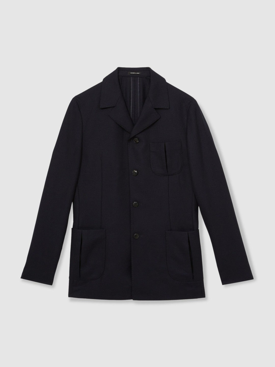 Wool-Blend Single-Breasted Blazer Slim-Fit in Navy | Reiss Men Exclusive