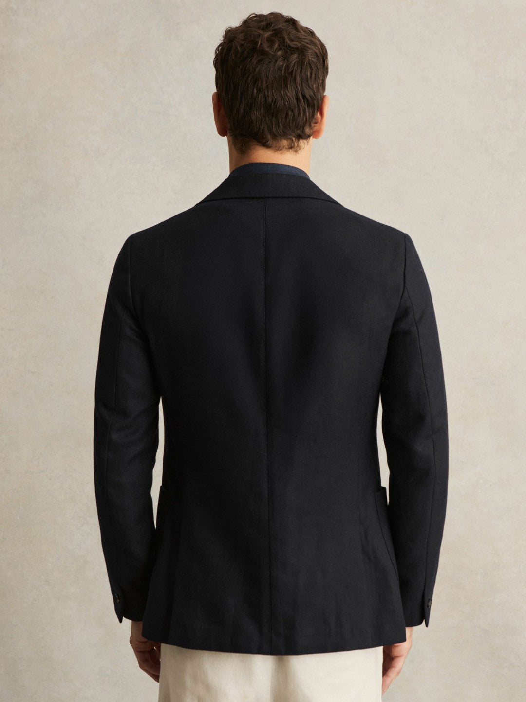 Wool-Blend Single-Breasted Blazer Slim-Fit in Navy | Reiss Men Exclusive