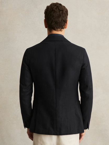 Wool-Blend Single-Breasted Blazer Slim-Fit in Navy | Reiss Men Exclusive