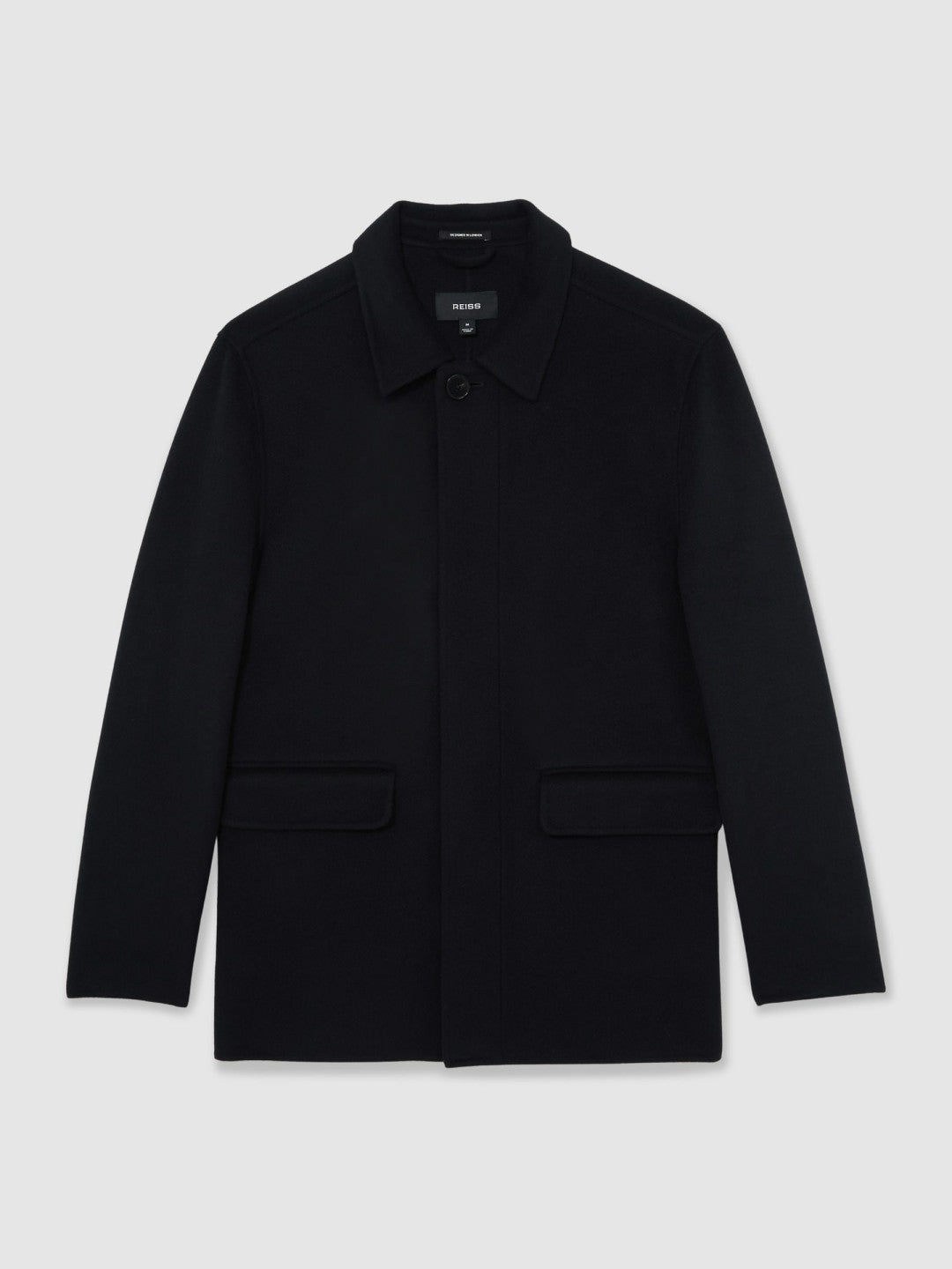 Wool Blend Double Face Button Jacket in Navy | Reiss Men Trending