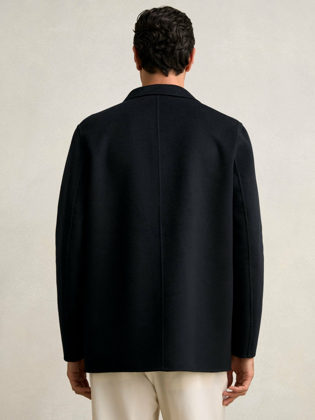 Wool Blend Double Face Button Jacket in Navy | Reiss Men Trending