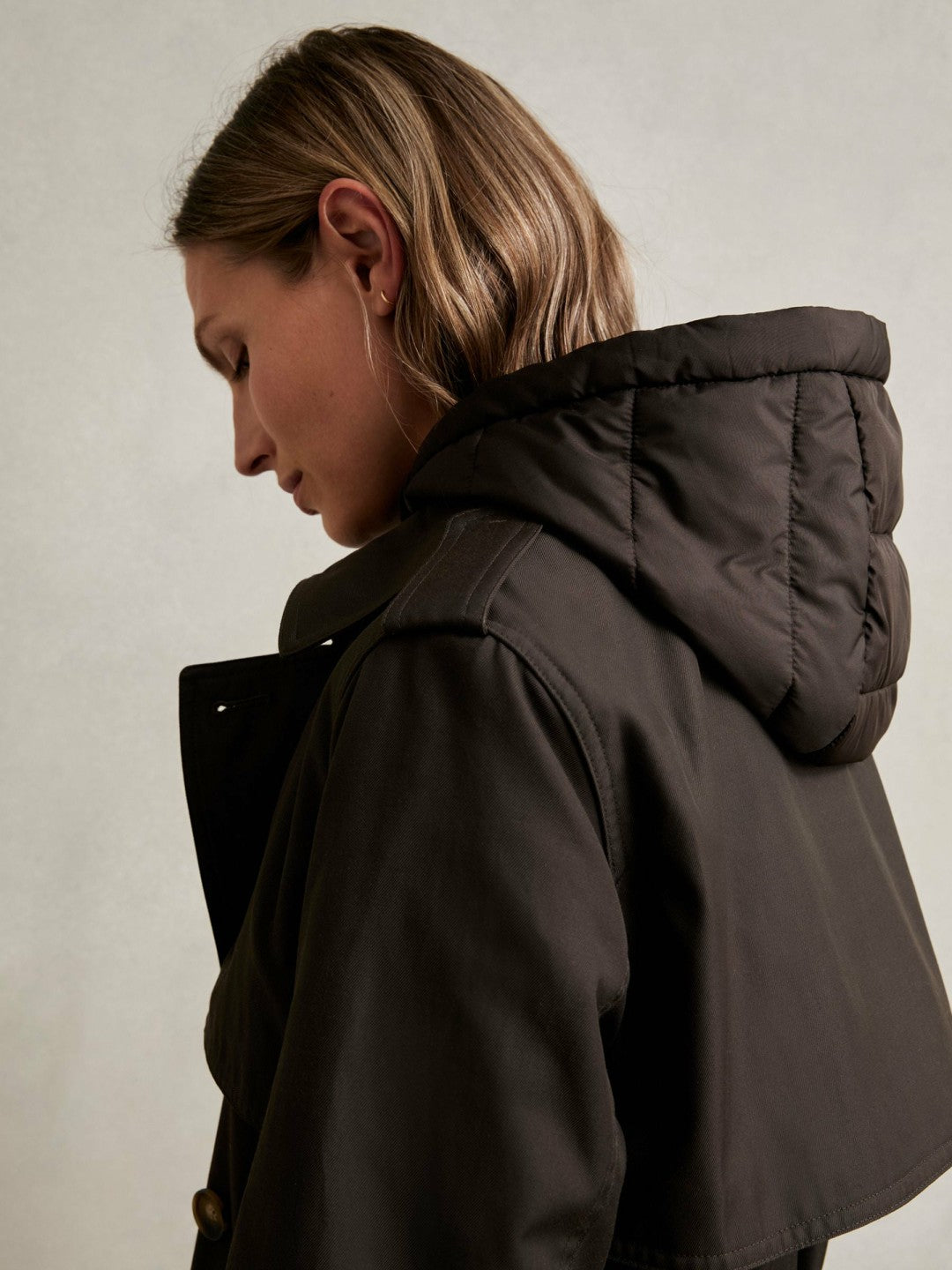 Hooded Insert Trench Coat in Chocolate Brown | Reiss Women Trending