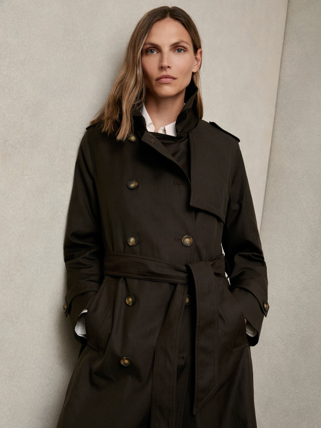 Hooded Insert Trench Coat in Chocolate Brown | Reiss Women Trending