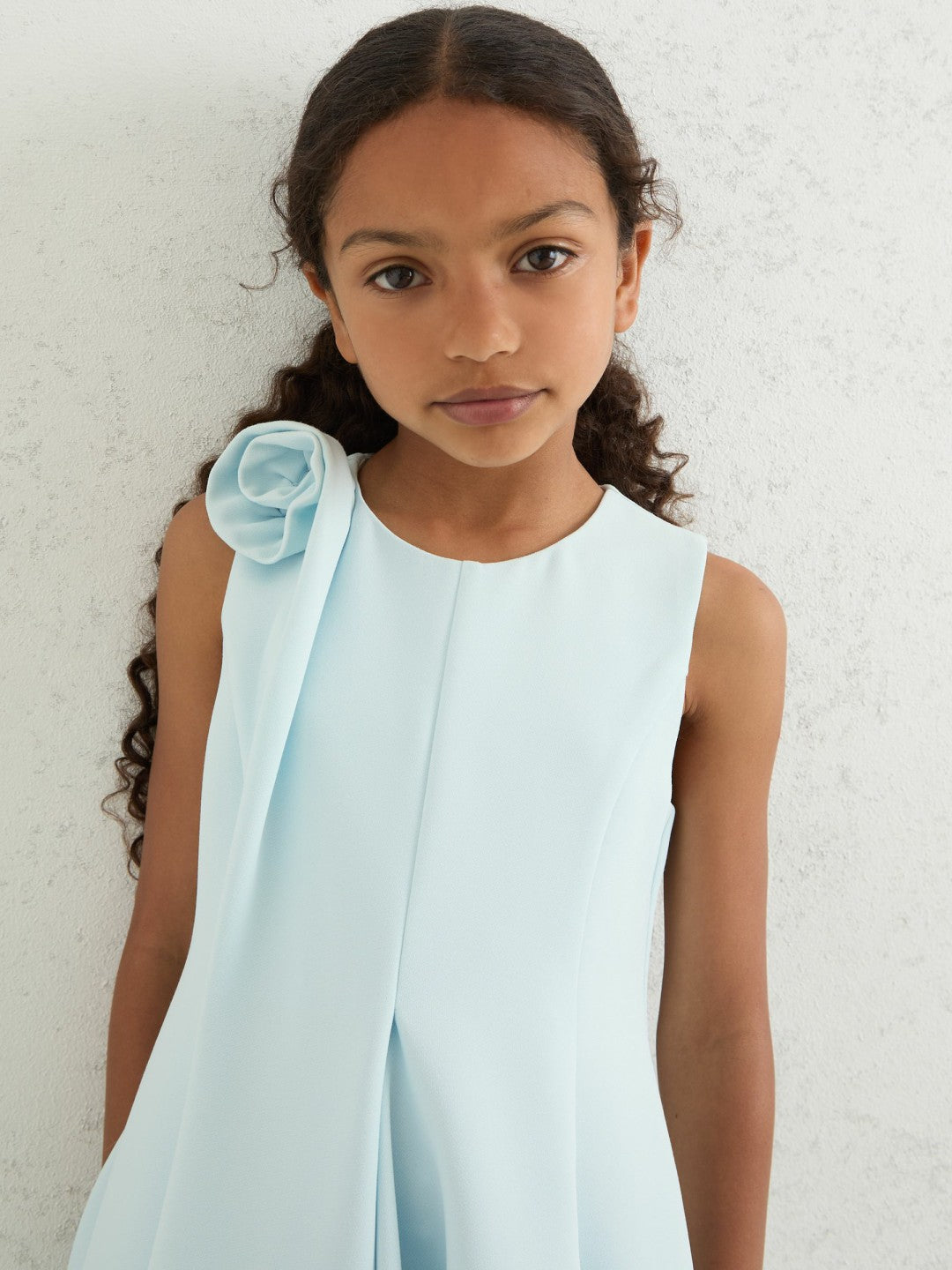 13-14 yrs Flower-Detail Fit-And-Flare Dress in Blue | Reiss Children & Baby New